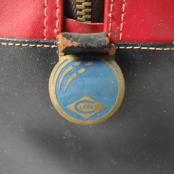 Vintage Clark "Naugahyde" Red Black Bowling Ball Bag Mid Century Chicago Retro - Picture 7 of 13